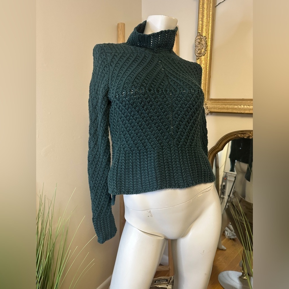 1. STATE Women's Green Cable Knit Sweater XS